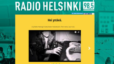 Skärmdump från Radio Helsinkis webbplats.