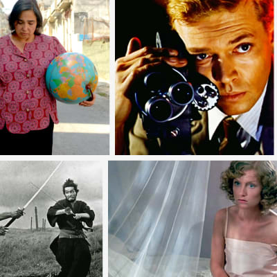 Kollaasi Teeman syksyn 2020 elokuvista, vasemmalta ylhäältä myötäpäivään: Celeste Garcian avaruusmatka, Pelon kasvot, Call Me by Your Name, Whiplash, Auringonpimennys, Harakiri