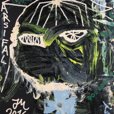 Jonathan Meese är ofta själv motivet i sina målningar. Målningen är från 2016.