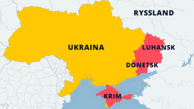 Karta som pekar ut Ukraina och separatistområden.
