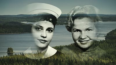 Kuvassa Eine Nyyssönen ja Riitta Pakkanen, taustalla Kermajärvi.