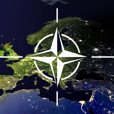 Natos symbol på en satellitkarta över Europa