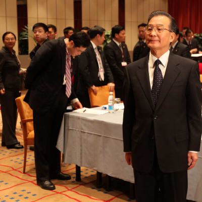 Kinas premiärminister Wen Jiabao vid FN:s klimatmöte i Köpenhamn den 17 december 2009.