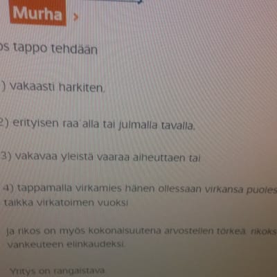 Tietokoneen ruudulla rikoslain 21 luvun 2§: murha.