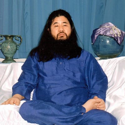 Arkivbild på Shoko Asahara, ledare för domedagssekten Aum Shinrikyo.