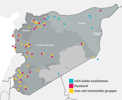 Karta på Syrien som visar vart olika truppar är belägna