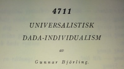 Gunnar Björling: 4711. Universalistisk Dada-Individualism. (Quosego. Provalbum. 1928)