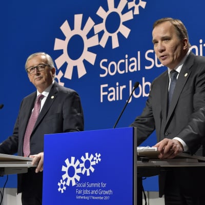 Komission puheenjohtaja Jean-Claude Juncker ja Ruotsin pääministeri Stefan Löfven Göteborgissa.