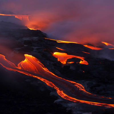 Lavaström från vulkanen Kilauea på Hawaii.