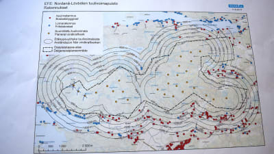 En karta över vindkraftsparken i Nordanå-Lövböle.