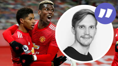 Marcus Rashford och Paul Pogba jublar.