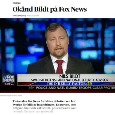 Den så kallade säkerhetsexperten Nils Bildt intervjuades om flyktingsituationen i Sverige av tv-kanalen Fox i USA.