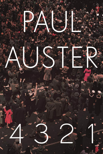 Pärmbild till romanen "4,3,2,1" av Paul Auster.
