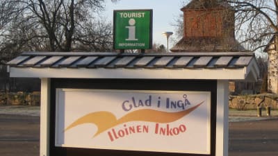 En skylt vid Ingå kyrka.