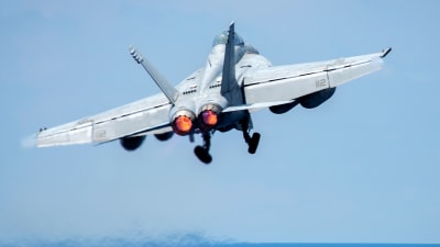 Det var ett amerikansk jaktplan av typen F/A-18E Super Hornet som sköt ner ett syriskt jaktplan söder om Raqqa 