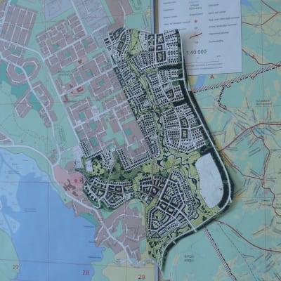 Skiss över bostadsområdet Skaftkärr i Borgå