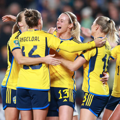 Sverige firar mål i VM 2023.