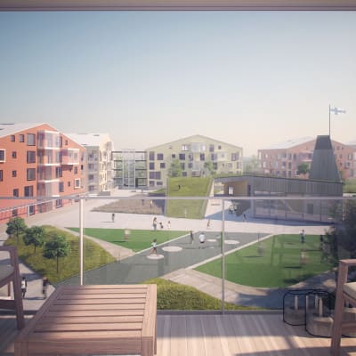 Vision över hur Harpunkvarteret ser ut då det är färdigbyggt.