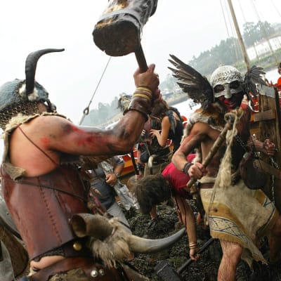 Deltagare i en vikingfestival i Spanien.
