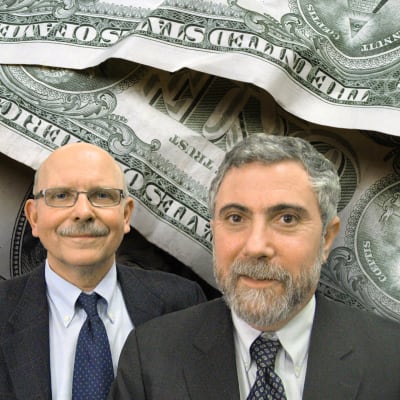 Toimittaja Timo-Erkki Heino ja taloustieteen nobelisti Paul Krugman (2009)