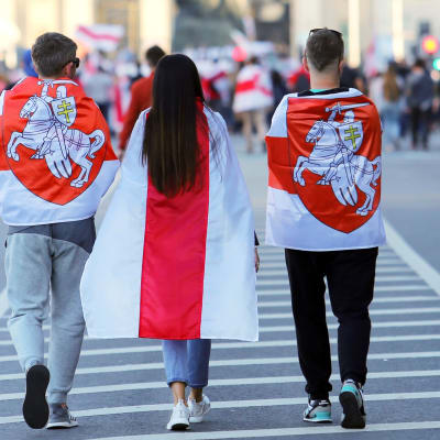 Demonstranter i Minsk 20.9.2020