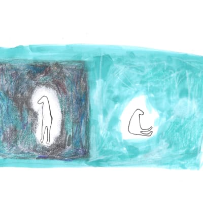 abstrakt bild av två kroppar