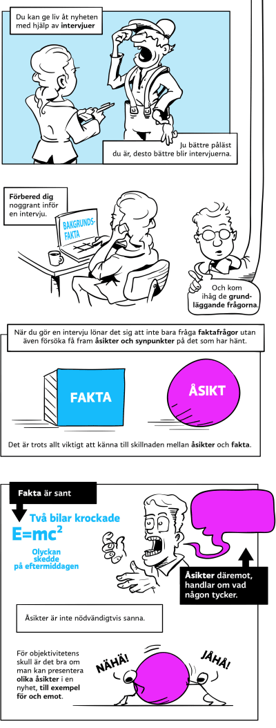 nyhetsskolan, serieteckning