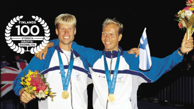 Jyrki Järvi och Thomas Johanson med OS-gulden, 2000.