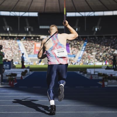 Johannes Vetter kastar spjut, 2017.