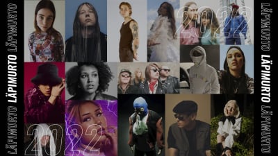 Kuvakollaasi YleX Läpimurto 2022 -listan artisteista.