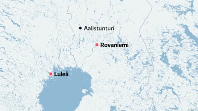 Karta över norra Finland med Rovaniemi och Luleå utsatt.