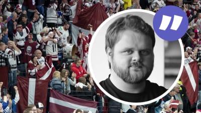 Lettisk publik under ishockey-VM 2023.