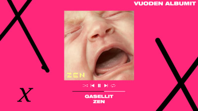 Gasellien Zen-albumin kansikuva pinkkiä taustaa vasten.