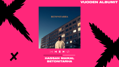Hassan Maikalin Betonitarha-albumin kansikuva pinkkiä taustaa vasten.