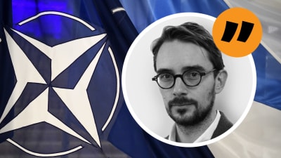Natos flagga och en bild på redaktör Johan Ekman.