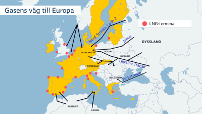 Karta, Gasens väg till Europa.