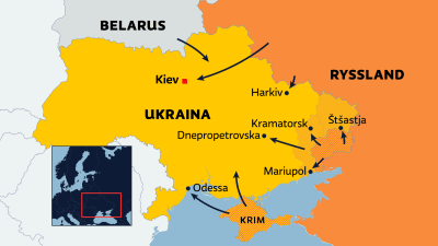 Ukraina karta, Rysslands armés attack 24.02.2022