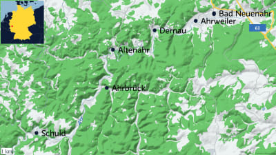 Karta över området kring floden Ahr.