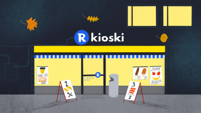 Illustrationen visar en R-kiosk utifrån.
