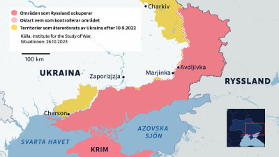 Områden i Ukraina som Ryssland ockuperat 26.10.2023