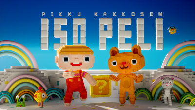 Pikku Kakkosen ison pelin pääkuva, jossa on Nalle ja Heikki kuutiohahmoina.