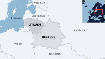 Vitryssland och Litauen på kartan.