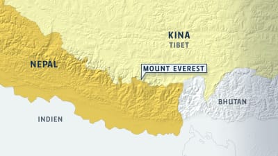 Karta över Himalaya med omnejd