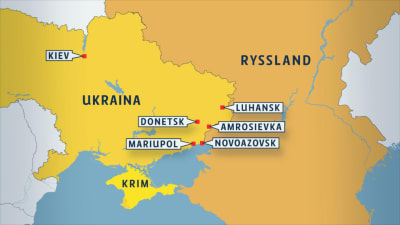 Karta över Ukraina och Ryssland