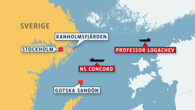 Karta över ubåtsmisstankar i Östersjön