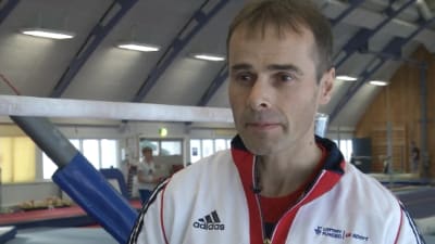 British coach Paul Hall instructs Finnish gymnasts, February 2015