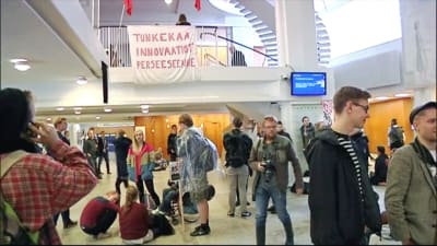 Studenter ockuperade Porthania i Helsingfors i september 2015