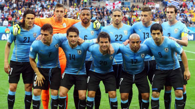 Uruguayn maajoukkueen aloituskokoonpano Brasilian MM-kisoissa 2014