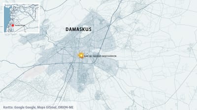 Karta över Syriens huvudstad Damaskus.