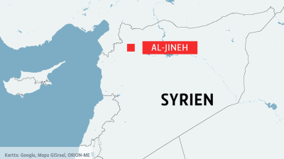 Karta över Syrien och staden Al-Jineh